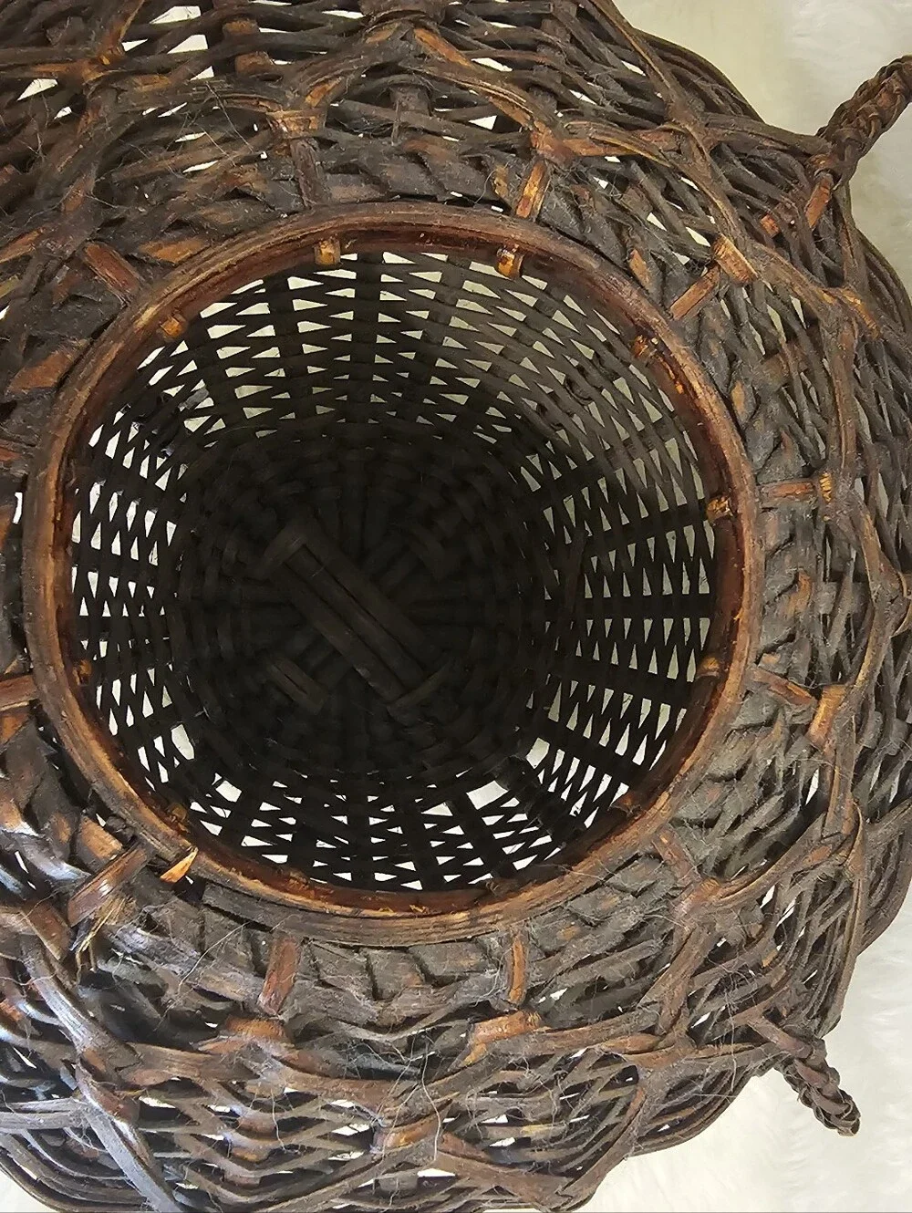 Vintage Philippines Wicker Rattan Lidded Basket Boho Home Decor